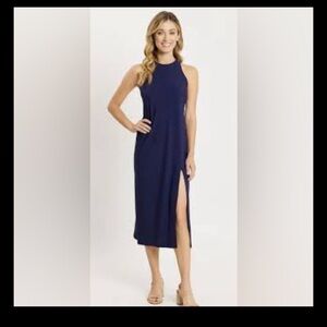 Jude Connally Striped Blue Halter Dress